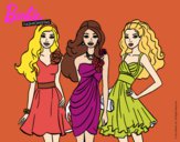 Dibujo Barbie y sus amigas vestidas de fiesta pintado por sarayyy222