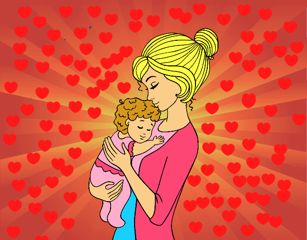 Dibujo Madre cogiendo al bebé pintado por CIELINDO