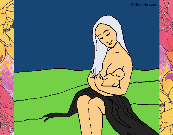 Dibujo Madre con su bebe pintado por sally45