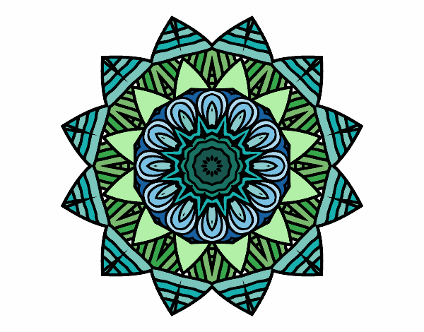 Dibujo Mandala frutal pintado por bermude