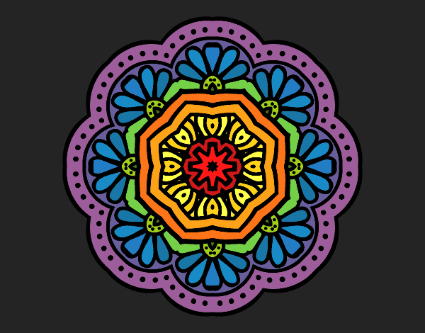 Dibujo Mandala mosaico modernista pintado por queyla