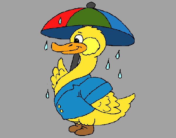 Dibujo Pato bajo la lluvia pintado por sufrit