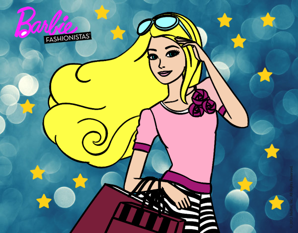 Dibujo Barbie con bolsas pintado por sarayyy222