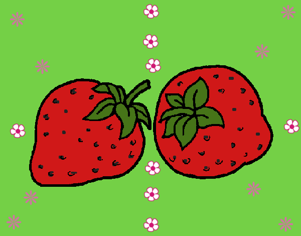 Dibujo fresas pintado por LunaLunita