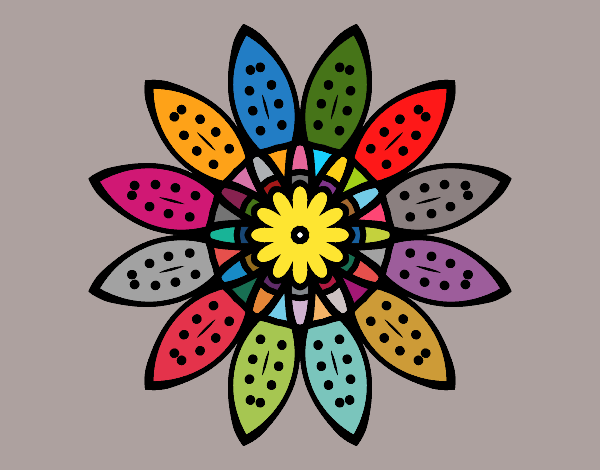 Dibujo Mandala flor con pétalos pintado por merchindan