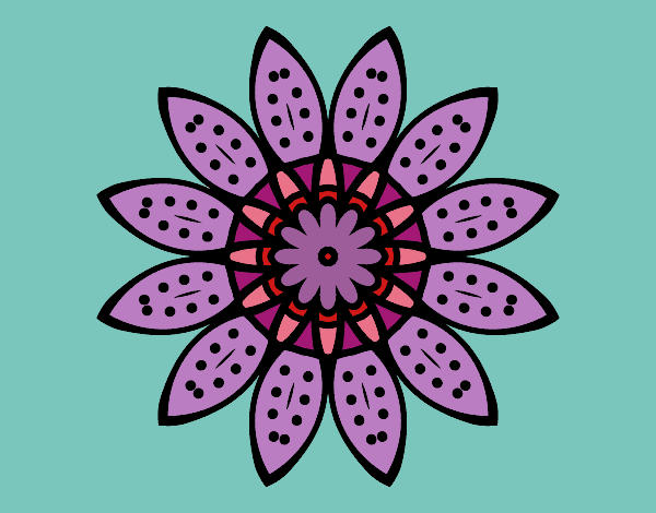 Dibujo Mandala flor con pétalos pintado por SilvAnd