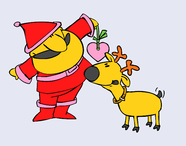 Dibujo Papá Noel y Rudolf pintado por Evelia123