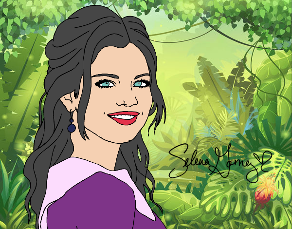 Dibujo Selena Gomez con pelo rizado pintado por sarayyy222