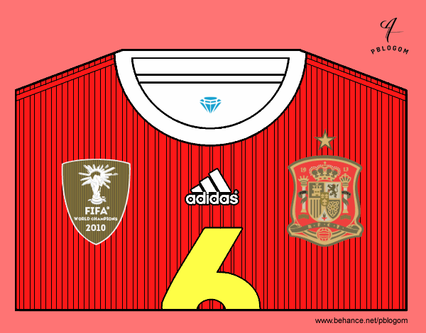 Dibujo Camiseta del mundial de fútbol 2014 de España pintado por bautopa