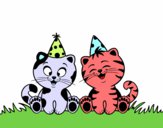 Dibujo Gatos de cumpleaños pintado por nina22