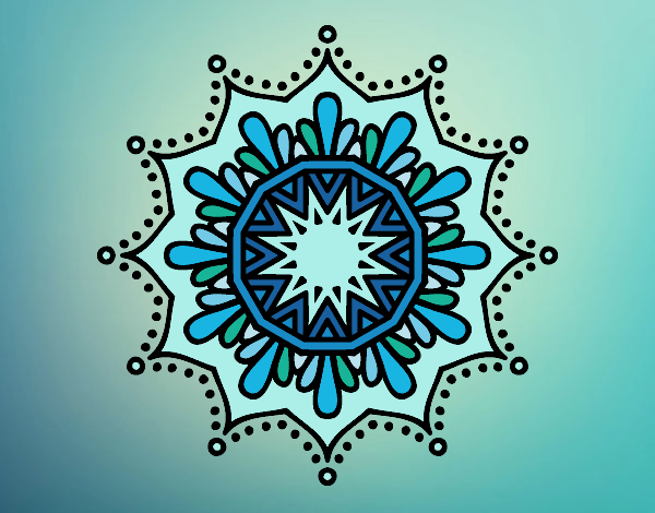 Dibujo Mandala flor de nieve pintado por LunaAzul62