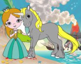Dibujo Princesa y unicornio pintado por María Cris