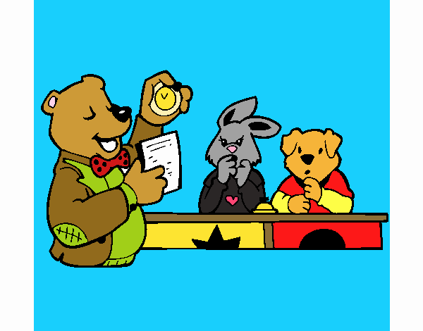Dibujo Profesor oso y sus alumnos pintado por GiulianMC
