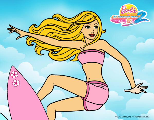 Dibujo Barbie surfeando pintado por LunaLunita