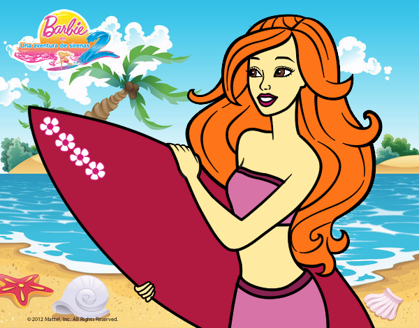 Dibujo Barbie va a surfear pintado por LunaLunita