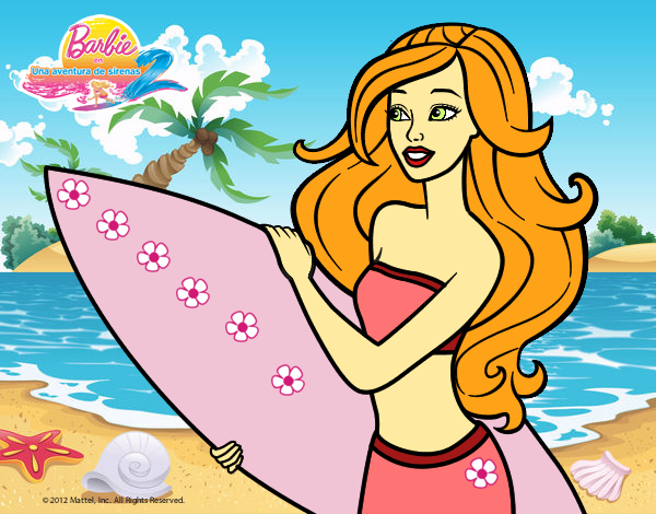 Dibujo Barbie va a surfear pintado por LunaLunita