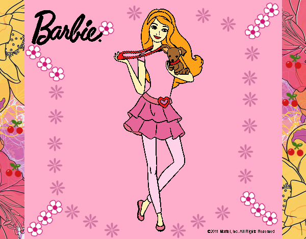 Dibujo Barbie y su mascota pintado por LunaLunita