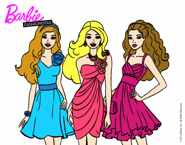 Dibujo Barbie y sus amigas vestidas de fiesta pintado por ABI27