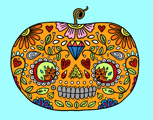 Dibujo Calabaza del día de los muertos  pintado por EDZAG