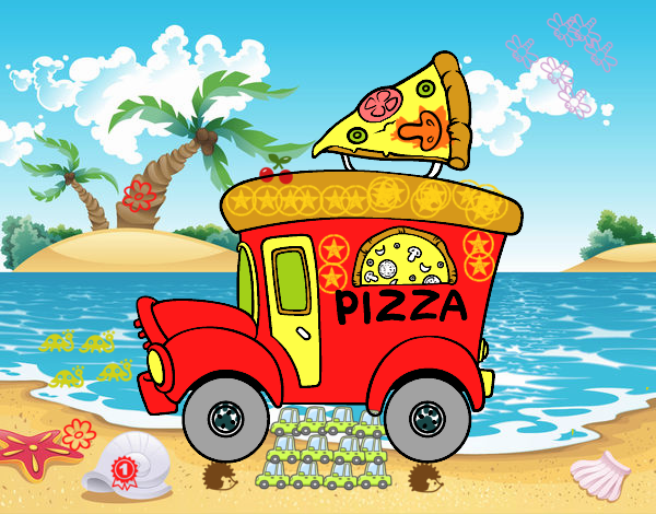 Dibujo Food truck de pizza pintado por edw1z