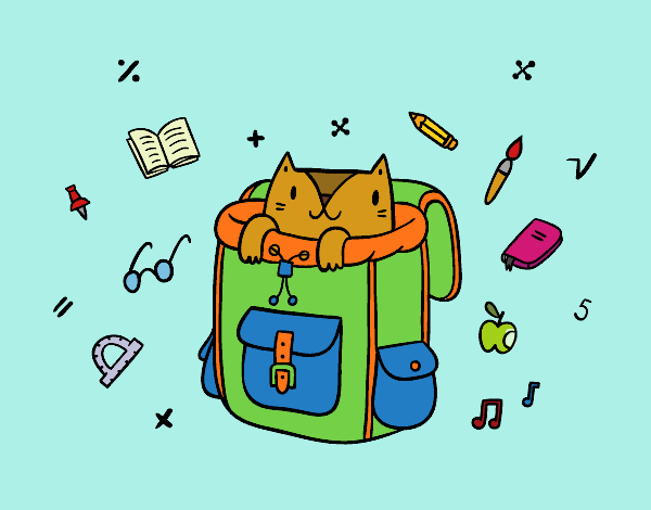 Dibujo Gato dentro de una mochila pintado por queyla