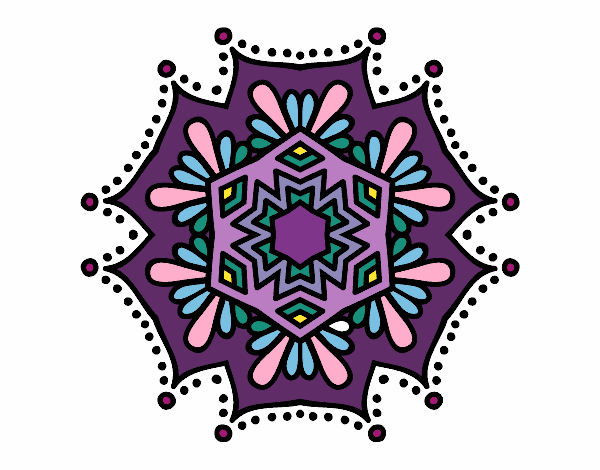 Dibujo Mandala flor simétrica pintado por 33Helen