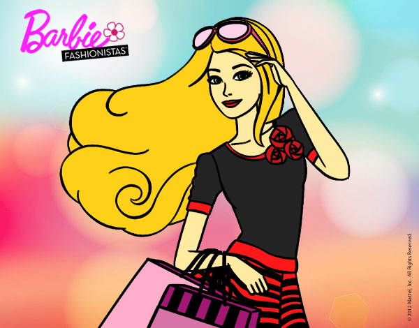 Dibujo Barbie con bolsas pintado por LunaLunita