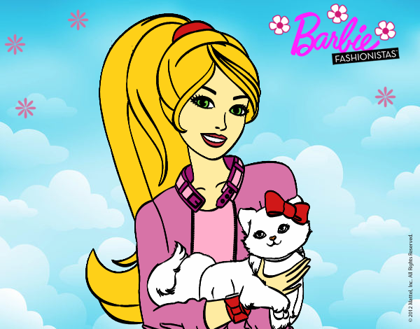 Dibujo Barbie con su linda gatita pintado por LunaLunita