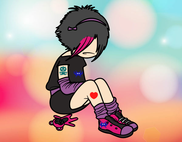 Dibujo Chica EMO pintado por DannyMT