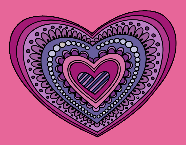 Dibujo Mandala corazón pintado por cici