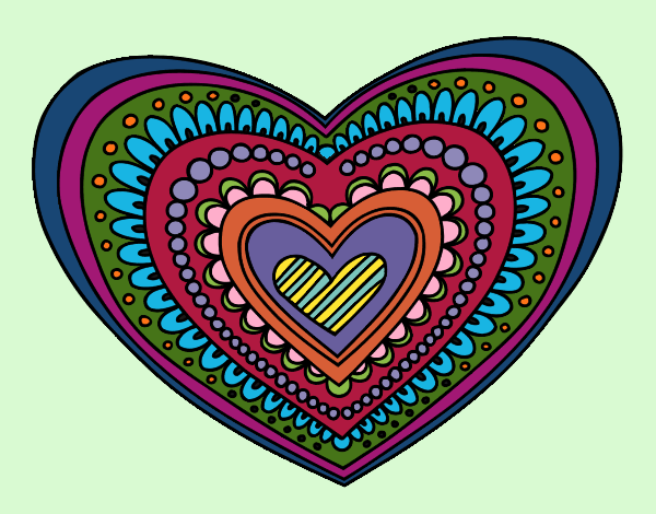 Dibujo Mandala corazón pintado por merchindan