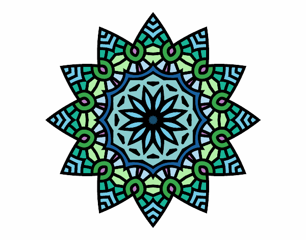 Dibujo Mandala estrella floral pintado por mdifranco