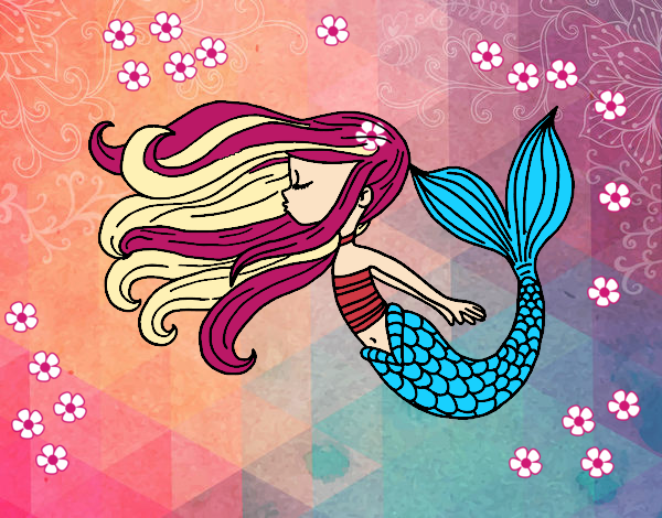 Dibujo Sirena flotando pintado por sarayyy222