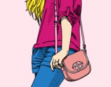 Dibujo Chica con bolso pintado por MILEYRENI