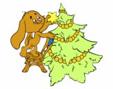 Dibujo Conejo decorando el árbol de navidad pintado por KateVC