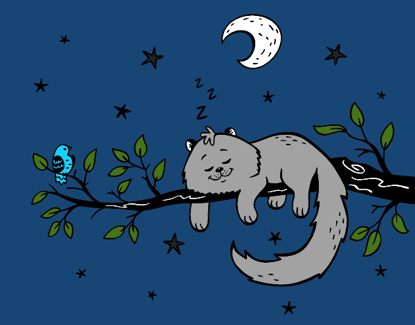 Dibujo El gato y la luna pintado por MiauMan