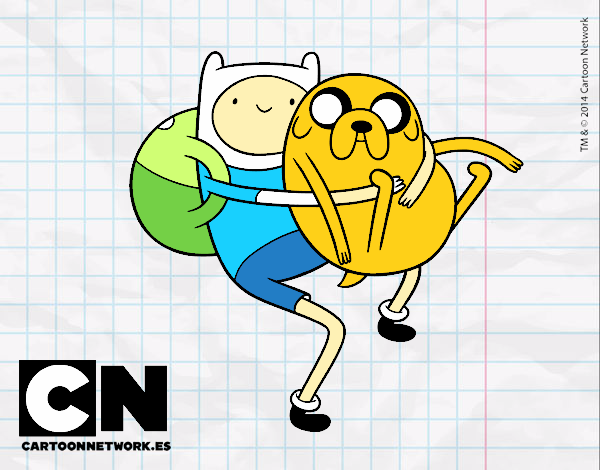 Dibujo Finn y Jake abrazados pintado por Claudette