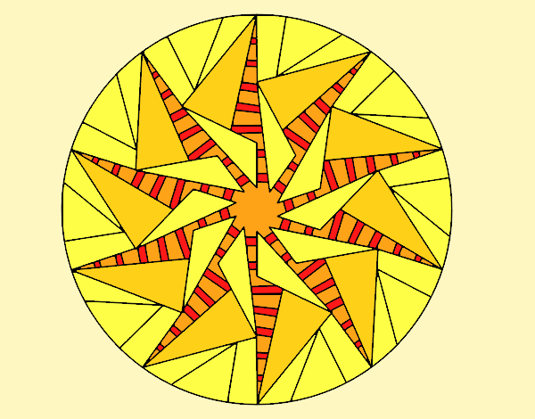Dibujo Mandala sol triangular pintado por merchindan