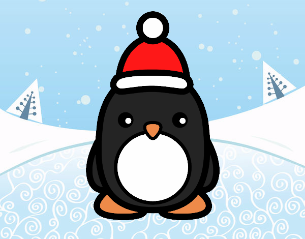 Dibujo Pingüino navideño pintado por DEMIAN4
