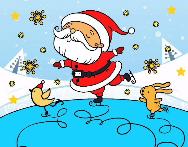 Dibujo Santa Claus patinando pintado por LunaLunita