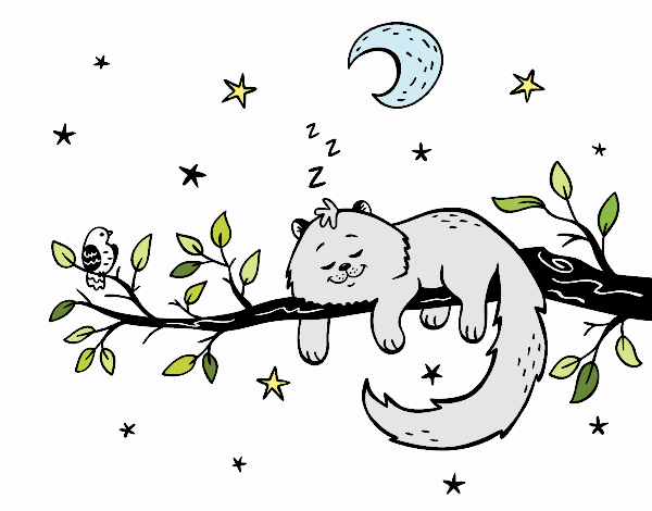 Dibujo El gato y la luna pintado por 132578