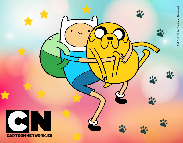 Dibujo Finn y Jake abrazados pintado por Martha1987