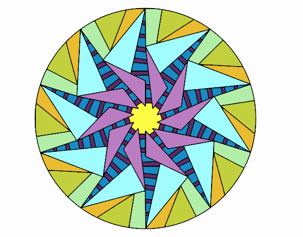 Dibujo Mandala sol triangular pintado por 132578