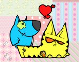 Dibujo Perro y gato enamorados pintado por Paosierra
