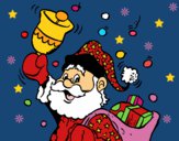 Dibujo Santa Claus y su campana pintado por LunaLunita