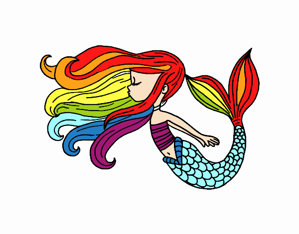 Dibujo Sirena flotando pintado por 132578