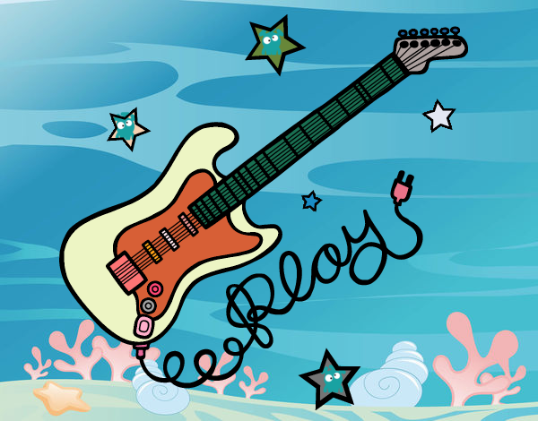 Dibujo Guitarra y estrellas pintado por sofiaviki
