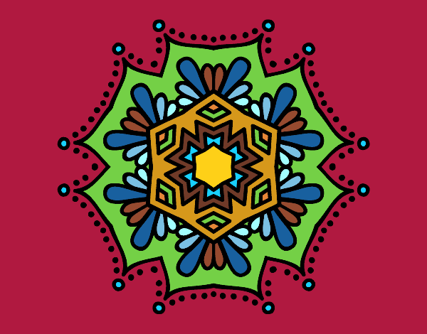 Dibujo Mandala flor simétrica pintado por emps
