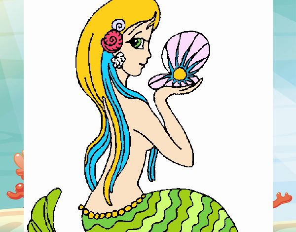 Dibujo Sirena y perla pintado por 132578