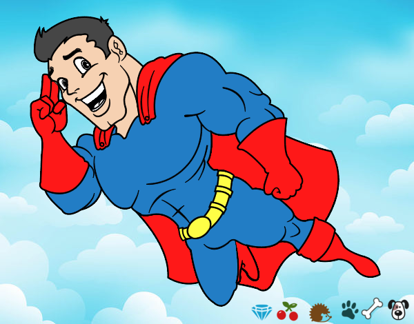 Dibujo Superhéroe volando pintado por deyi04